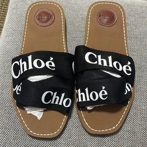 Black and white trendy sandals woody